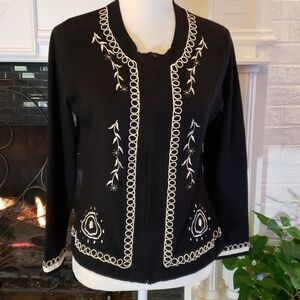 Dlg Petite Black Zip Up Sweater Cardigan PXS EUC